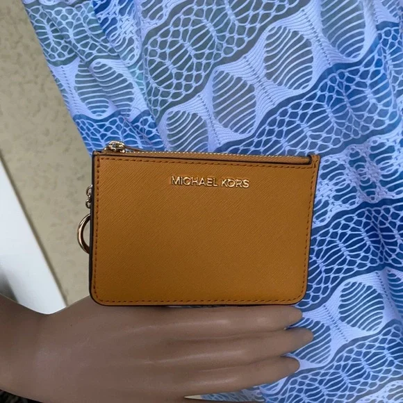 Michael Kors Jet Set Travel Marigold Small Top Zip Coinpouch with ID Key Holder